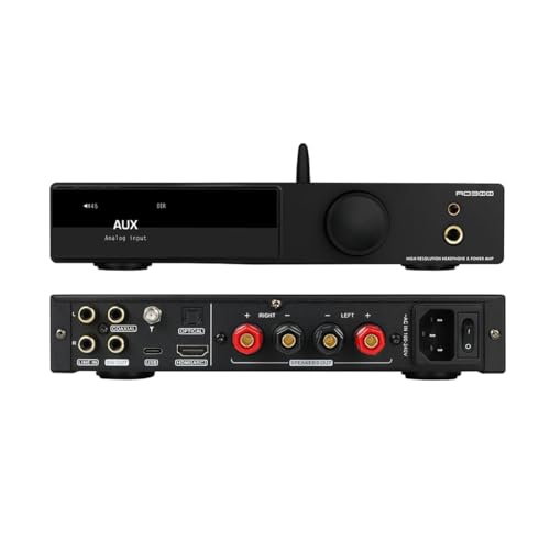 SMSL AO300 MA5332MS 165Wx2 Klasse D Leistungsverstärker DAC Kopfhörer Verstärker,USB/COAX/OPT/BT/HDMI(ARC)/RCA Eingang 2.1 Kanal Lautsprecher/Subwoofer,4.4/6.35 Kopfhörer Ausgang,MQA DAC Amp,Schwarz von AOSHIDA