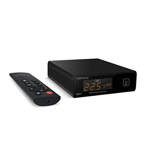 TOPPING E30 II DAC, 2xAK4493S DSD512 32bit/768kHz XMOS XU208 USB DAC, USB/Spdif auf RCA L/R Audio Adapter, Digital zu Analog Wandler für PC/Verstärker (Schwarz) von AOSHIDA