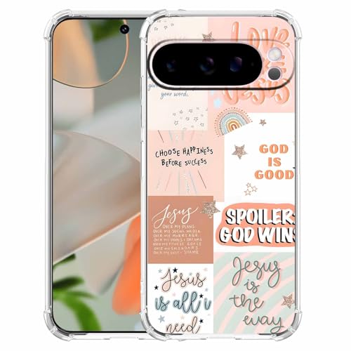 AOSSXIN Boho Jesus Christliches Zitat Bibelvers Collage, weiche TPU-Schutzhülle, kompatibel mit Google Pixel 9 Pro XL, transparent von AOSSXIN