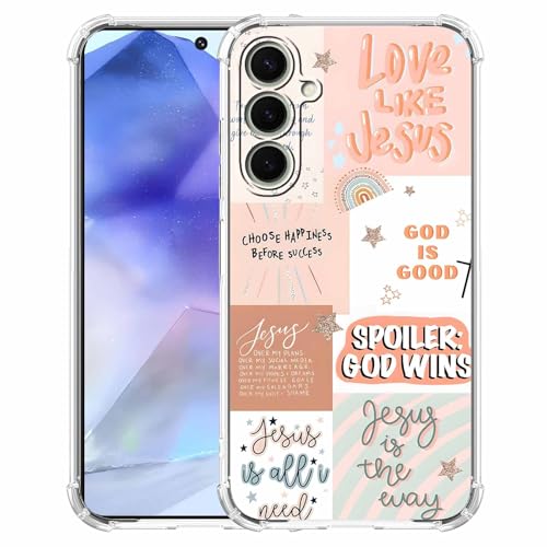 AOSSXIN Boho-Jesus-Collage-Schutzhülle für Samsung Galaxy A55, christliches Zitat, Bibelvers Collage, weiche TPU-Schutzhülle, kompatibel mit Galaxy A55 AOSSXIN Boho-Jesus-Collage-Schutzhülle für Samsung Galaxy A55, christliches Zitat, Bibelvers Collage, weiche TPU-Schutzhülle, kompatibel mit Galaxy A55 von AOSSXIN