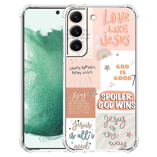 AOSSXIN Boho-Jesus-Collage-Schutzhülle für Samsung Galaxy S22+, christliches Zitat, Bibelvers-Muster, weiche TPU-Schutzhülle, kompatibel mit Galaxy S22 Plus AOSSXIN Boho-Jesus-Collage-Schutzhülle für Samsung Galaxy S22+, christliches Zitat, Bibelvers-Muster, weiche TPU-Schutzhülle, kompatibel mit Galaxy S22 Plus von AOSSXIN