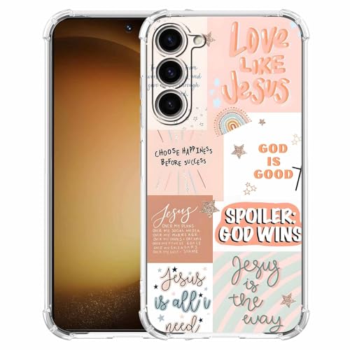 AOSSXIN Boho-Jesus-Collage-Schutzhülle für Samsung Galaxy S23+, christliches Zitat, Bibelvers-Muster, weiche TPU-Schutzhülle, kompatibel mit Galaxy S23 Plus von AOSSXIN
