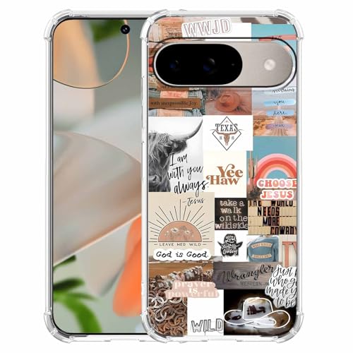 AOSSXIN Jesus- und Cowboy-Muster, christliche Zitate und Westernkuh-Collage, trendige, weiche TPU-Schutzhülle für Google Pixel 9 und Pixel 9 Pro AOSSXIN Jesus- und Cowboy-Muster, christliche Zitate und Westernkuh-Collage, trendige, weiche TPU-Schutzhülle für Google Pixel 9 und Pixel 9 Pro von AOSSXIN