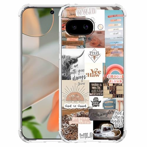 AOSSXIN Schutzhülle für Google Pixel 9a mit Jesus- und Cowboy-Muster, christliche Zitate und Westernkuh-Collage, trendige, weiche TPU-Schutzhülle für Google Pixel 9a AOSSXIN Schutzhülle für Google Pixel 9a mit Jesus- und Cowboy-Muster, christliche Zitate und Westernkuh-Collage, trendige, weiche TPU-Schutzhülle für Google Pixel 9a von AOSSXIN