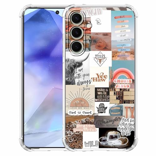 AOSSXIN Schutzhülle für Samsung Galaxy A55, christliche Zitate und Western-Cowgirl-Collage, trendige TPU-Schutzhülle für Galaxy A55 AOSSXIN Schutzhülle für Samsung Galaxy A55, christliche Zitate und Western-Cowgirl-Collage, trendige TPU-Schutzhülle für Galaxy A55 von AOSSXIN