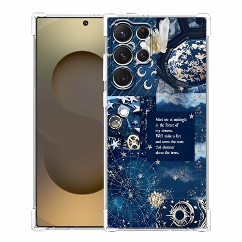 AOSSXIN Schutzhülle für Samsung Galaxy S25 Ultra im Vintage-Stil, Motiv: himmlische Sonne, Mond, Stern, Collage, ästhetisches Weltraum-Konstellationsmuster, trendig, weiches TPU, Stoßfängerhülle für AOSSXIN Schutzhülle für Samsung Galaxy S25 Ultra im Vintage-Stil, Motiv: himmlische Sonne, Mond, Stern, Collage, ästhetisches Weltraum-Konstellationsmuster, trendig, weiches TPU, Stoßfängerhülle für von AOSSXIN