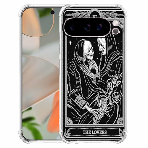 AOSSXIN The Lovers Tarotkarte Trippy Hippie Black Skull Muster, weiche TPU-Schutzhülle, kompatibel mit Google Pixel 9 Pro XL AOSSXIN The Lovers Tarotkarte Trippy Hippie Black Skull Muster, weiche TPU-Schutzhülle, kompatibel mit Google Pixel 9 Pro XL von AOSSXIN