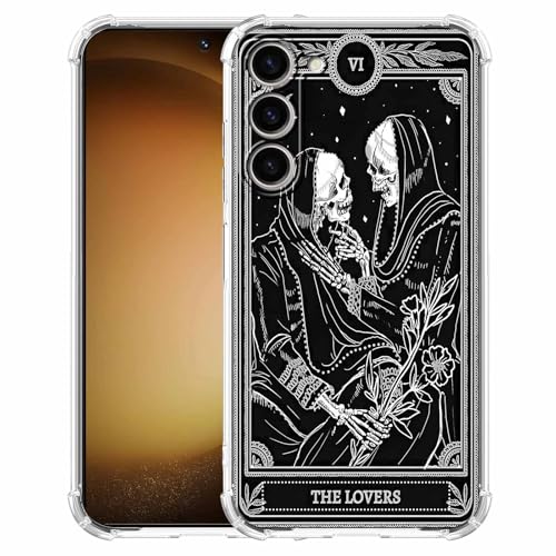 AOSSXIN The Lovers Tarotkarten-Hülle für Samsung Galaxy S23+, Trippy Hippie schwarzes Totenkopf-Muster, weiche TPU-Schutzhülle, kompatibel mit Galaxy S23 Plus AOSSXIN The Lovers Tarotkarten-Hülle für Samsung Galaxy S23+, Trippy Hippie schwarzes Totenkopf-Muster, weiche TPU-Schutzhülle, kompatibel mit Galaxy S23 Plus von AOSSXIN