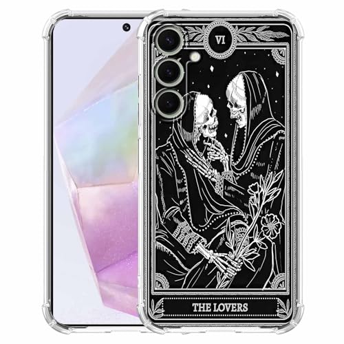 AOSSXIN The Lovers Tarotkarten-Schutzhülle für Samsung Galaxy A35, Trippy Hippie schwarzes Totenkopf-Muster, weiche TPU-Schutzhülle, kompatibel mit Galaxy A35 AOSSXIN The Lovers Tarotkarten-Schutzhülle für Samsung Galaxy A35, Trippy Hippie schwarzes Totenkopf-Muster, weiche TPU-Schutzhülle, kompatibel mit Galaxy A35 von AOSSXIN