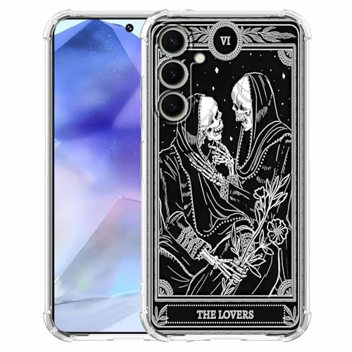 AOSSXIN The Lovers Tarotkarten-Schutzhülle für Samsung Galaxy A55, Trippy Hippie schwarzes Totenkopf-Muster, weiche TPU-Schutzhülle, kompatibel mit Galaxy A55 AOSSXIN The Lovers Tarotkarten-Schutzhülle für Samsung Galaxy A55, Trippy Hippie schwarzes Totenkopf-Muster, weiche TPU-Schutzhülle, kompatibel mit Galaxy A55 von AOSSXIN