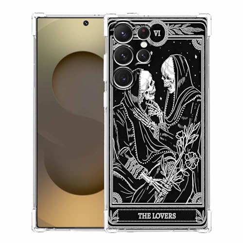 AOSSXIN The Lovers Tarotkarten-Schutzhülle für Samsung Galaxy S25 Ultra, Trippy Hippie schwarzes Totenkopf-Muster, weiche TPU-Schutzhülle, kompatibel mit Galaxy S25 Ultra AOSSXIN The Lovers Tarotkarten-Schutzhülle für Samsung Galaxy S25 Ultra, Trippy Hippie schwarzes Totenkopf-Muster, weiche TPU-Schutzhülle, kompatibel mit Galaxy S25 Ultra von AOSSXIN