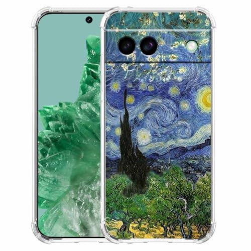 AOSSXIN Van Gogh Paintings Artworks Collage, trendige, coole, stoßfeste, weiche TPU-Schutzhülle für Google Pixel 8a, transparent von AOSSXIN