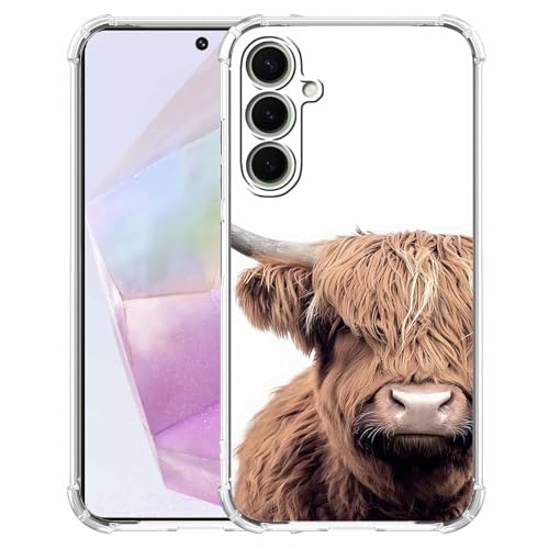 Schutzhülle für Samsung Galaxy A35, Motiv: schottisches Hochlandrind, cooles Kuh, Wildtiermuster, weiches TPU, stoßfest, Braun Schutzhülle für Samsung Galaxy A35, Motiv: schottisches Hochlandrind, cooles Kuh, Wildtiermuster, weiches TPU, stoßfest, Braun von AOSSXIN