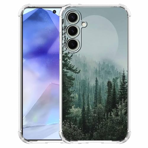 Schutzhülle für Samsung Galaxy A55, Motiv: Waldlandschaft, weiches TPU, stoßfest, Motiv: Nebel/Berg/Sonnenaufgang, Sonnenuntergang Schutzhülle für Samsung Galaxy A55, Motiv: Waldlandschaft, weiches TPU, stoßfest, Motiv: Nebel/Berg/Sonnenaufgang, Sonnenuntergang von AOSSXIN