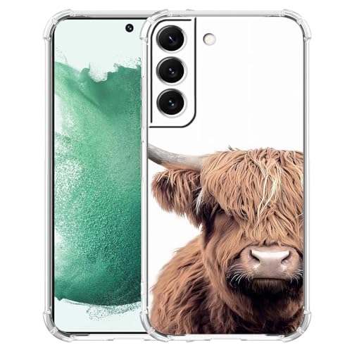 Schutzhülle für Samsung Galaxy S22 Plus, Motiv: schottisches Hochlandrind, cooles Kuh, Wildtiermuster, weiches TPU, stoßfest, Braun Schutzhülle für Samsung Galaxy S22 Plus, Motiv: schottisches Hochlandrind, cooles Kuh, Wildtiermuster, weiches TPU, stoßfest, Braun von AOSSXIN
