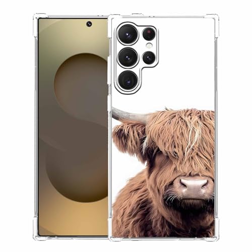 Schutzhülle für Samsung Galaxy S25 Ultra mit coolem Kuhmotiv, weiches TPU, stoßfest, Braun mit schottischem Hochlandrind, kompatibel mit Samsung Galaxy S25 Ultra Schutzhülle für Samsung Galaxy S25 Ultra mit coolem Kuhmotiv, weiches TPU, stoßfest, Braun mit schottischem Hochlandrind, kompatibel mit Samsung Galaxy S25 Ultra von AOSSXIN