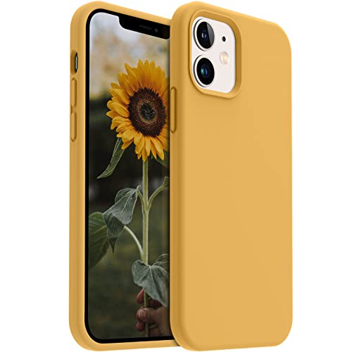 AOTESIER Kompatibel mit iPhone 12 Hülle und iPhone 12 Pro Hülle 6.1 Zoll, seidige Haptik, hochwertiges, weiches Flüssigsilikon-Gummi, Rundumschutz, flexible Bumper-Schutzhülle (Honiggelb) von AOTESIER