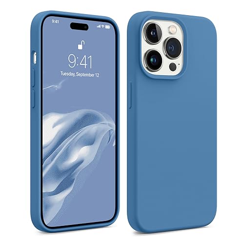 AOTESIER Kompatibel mit iPhone 14 Pro Hülle, [verbessertes flüssiges Silikon] [weiches, kratzfestes Mikrofaserfutter] Stoßfeste Ganzkörper-Schutzhülle für iPhone 14 Pro, 15,5 cm (6,1 Zoll) – Azurblau von AOTESIER