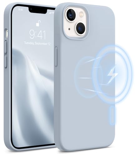 AOTESIER Schutzhülle für iPhone 13, militärischer stoßfester Schutz, Flüssigsilikon-Hülle mit weichem, kratzfestem Mikrofaserfutter, 15,5 cm (6,1 Zoll), schmale, dünne Abdeckung, Babyblau von AOTESIER