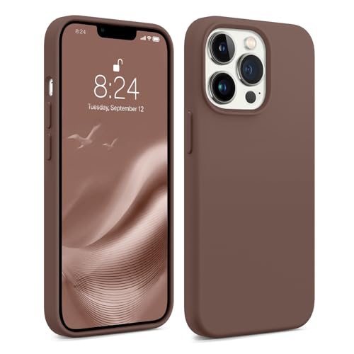 AOTESIER Schutzhülle für iPhone 13 Pro, flüssiges Silikon, ultradünn, stoßfest, mit weichem kratzfestem Mikrofaser-Innenfutter, 15,5 cm (6,1 Zoll), Schokoladenbraun von AOTESIER
