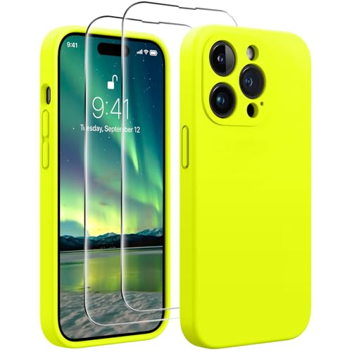 AOTESIER Stoßfeste Schutzhülle für iPhone 14 Pro Max, verbesserter Kameraschutz, lebensmittelechtes Silikon, mit [2 Displayschutzfolien], kratzfestes, weiches Mikrofaser-Futter innen, 6,7 Zoll von AOTESIER