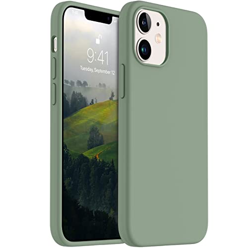 AOTESIER Stoßfeste Schutzhülle für iPhone 12 Mini, flüssige Silikon-Handyhülle mit [weichem, kratzfestem Mikrofaserfutter] Fallschutz 13,7 cm (5,4 Zoll), schmal, Kalkgrün von AOTESIER