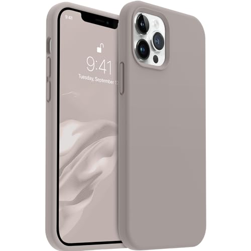 AOTESIER Stoßfeste Schutzhülle für iPhone 12 Pro Max, Flüssigsilikon-Handyhülle mit weichem kratzfestem Mikrofaser-Futter, Fallschutz, 17 cm (6,7 Zoll), schlanke, dünne Hülle, Titan von AOTESIER