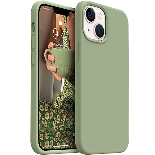 AOTESIER Stoßfeste Schutzhülle für iPhone 13 Mini, lebensmittelechtes Silikon, mit weichem kratzfestem Schutzfutter, vollständiger Fallschutz, 13,7 cm (5,4 Zoll), schmale, dünne Abdeckung, Teegrün von AOTESIER