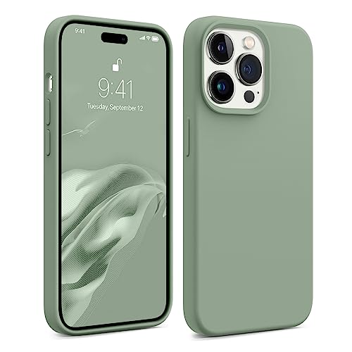 AOTESIER Stoßfeste Schutzhülle für iPhone 14 Pro, 15,5 cm (6,1 Zoll), [Silikon Slim Serie] Gummi-Ganzkörperschutz, Stoßfänger-Handyhülle für iPhone 14 Pro mit weichem, kratzfestem Futter, Calke Green von AOTESIER