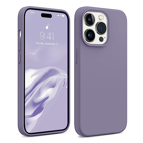 AOTESIER Stoßfeste Schutzhülle für iPhone 14 Pro, 15,5 cm (6,1 Zoll), [Silikon-Slim-Serie] Gummi-Ganzkörperschutz, Stoßfänger-Handyhülle für iPhone 14 Pro mit weichem, kratzfestem Futter, Lavendel von AOTESIER