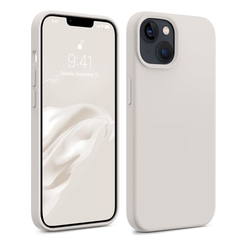 AOTESIER Stoßfeste iPhone 14 Hülle, [Kamera- und Bildschirmschutz] [Weiches, kratzfestes Mikrofaser-Futter] Silikon, ultradünne Handyhülle für iPhone 14, 6,1 Zoll, weißer Stein von AOTESIER