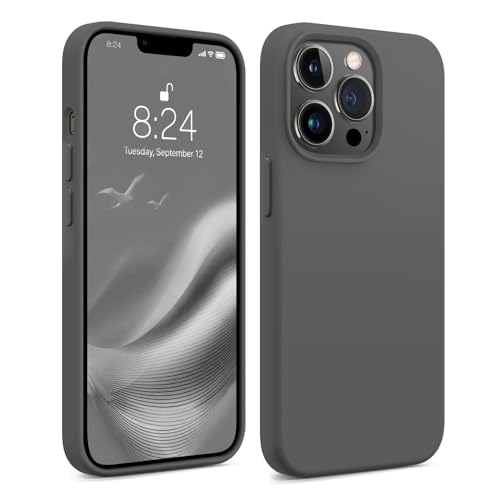 AOTESIER iPhone 13 Pro Handyhülle, Flüssigsilikon, ultradünn, stoßfest, Schutzhülle mit weichem kratzfestem Mikrofaserfutter, 15,5 cm (6,1 Zoll) (Space Grey) von AOTESIER