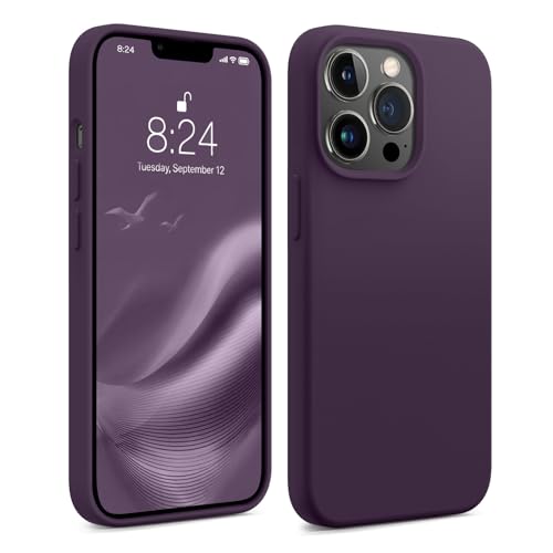 AOTESIER iPhone 13 Pro Hülle, [militärischer stoßfester Schutz] Flüssigsilikon-Handyhülle mit [weichem, kratzfestem Mikrofaser-Futter] Kamera- und Bildschirmschutz, dünne, dünne Abdeckung (lila) von AOTESIER