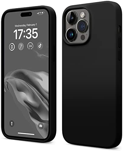 AOTESIER iPhone 14 Pro Hülle, [Silikon Ultra Slim Thin Serie] Soft Liquid Silicone Rubber Full Body Protective Bumper Case for iPhone 14 Pro, 6.1 inch, (Black) von AOTESIER