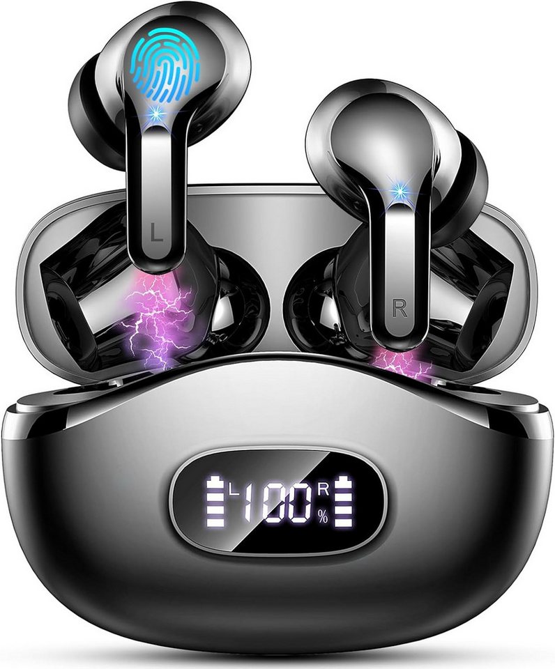 AOTONOK Kabellos Bluetooth 5.3 mit ENC Noise Cancelling Mikrofon, 2024 Neue In-Ear-Kopfhörer (Fortschrittliche Technologie für eine sichere und stabile Verbindung ohne Unterbrechungen., mit 40H Tiefer Bass, IP7 Wasserdicht Ohrhörer, LED-Anzeige) von AOTONOK