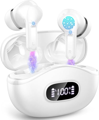 AOTONOK Bluetooth Kopfhörer, Kopfhörer Kabellos Bluetooth 5.3 mit 4 ENC Noise Cancelling Mics, In Ear Deep Bass, 40H Kabellose Kopfhörer IP7 Wasserdicht Earbuds LED-Anzeige Ohrhörer, Weiß AOTONOK Bluetooth Kopfhörer, Kopfhörer Kabellos Bluetooth 5.3 mit 4 ENC Noise Cancelling Mics, In Ear Deep Bass, 40H Kabellose Kopfhörer IP7 Wasserdicht Earbuds LED-Anzeige Ohrhörer, Weiß von AOTONOK