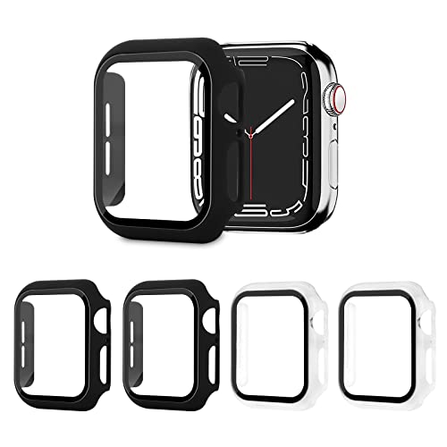 AOTUAO 4 Stück Hülle mit Displayschutz Für Apple Watch SE Series 6 5 4 40mm, PC Rundum Schutzhülle Kratzfest Schutzfolie Schutz Case für iWatch Series 6 5 4 40mm (2 Schwar + 2 Trasparente) von AOTUAO