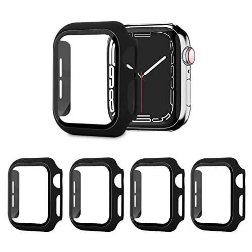 AOTUAO 4 Stück Hülle mit Displayschutz Für Apple Watch SE Series 6 5 4 40mm, PC Rundum Schutzhülle Kratzfest Schutzfolie Schutz Case für iWatch Series 6 5 4 40mm (4 Schwar) von AOTUAO