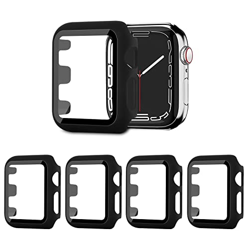 AOTUAO 4 Stück Hülle mit Displayschutz Für Apple Watch Series 1 2 3 38mm, PC Rundum Schutzhülle Kratzfest Schutzfolie Schutz Case für iWatch Series 1 2 3 38mm (4 Schwar) von AOTUAO