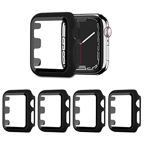 AOTUAO 4 Stück Hülle mit Displayschutz Für Apple Watch Series 1 2 3 42mm, PC Rundum Schutzhülle Kratzfest Schutzfolie Schutz Case für iWatch Series 1 2 3 42mm ( 4 Black) von AOTUAO