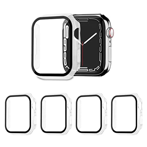 AOTUAO 4 Stück Hülle mit Displayschutz Für Apple Watch Series 9 87 41mm, PC Rundum Schutzhülle Kratzfest Schutzfolie Schutz Case für iWatch Series 9 8 7 41mm (4 Trasparente) von AOTUAO