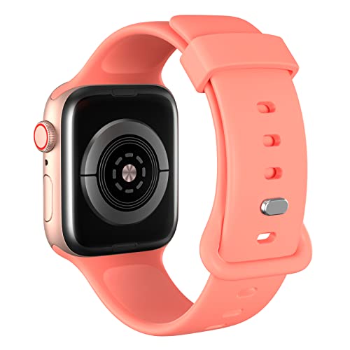 AOTUAO Sportarmband aus weichem Silikon kompatibel mit Apple Watch Armband 41mm 40mm 38mm für Damen oder Herren, Ersatzarmbänder für iWatch Series 9 8 7 6 5 4 3 2 1 SE, Coral Orange von AOTUAO