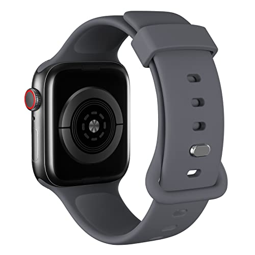 AOTUAO Sportarmband aus weichem Silikon kompatibel mit Apple Watch Armband 41mm 40mm 38mm für Damen oder Herren, Ersatzarmbänder für iWatch Series 9 8 7 6 5 4 3 2 1 SE, Dark Grey von AOTUAO