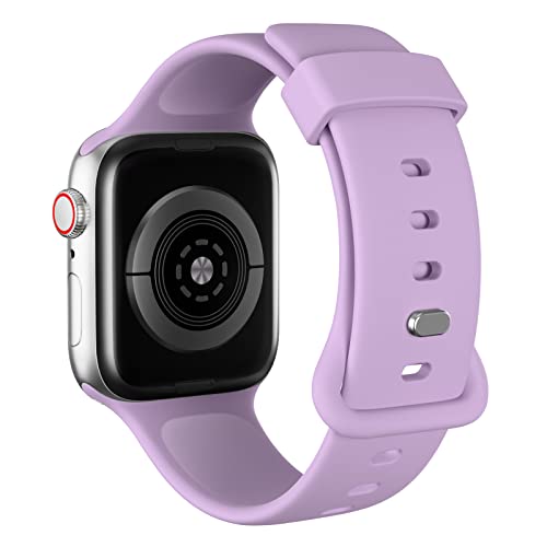 AOTUAO Sportarmband aus weichem Silikon kompatibel mit Apple Watch Armband 41mm 40mm 38mm für Damen oder Herren, Ersatzarmbänder für iWatch Series 9 8 7 6 5 4 3 2 1 SE, Lavendel von AOTUAO