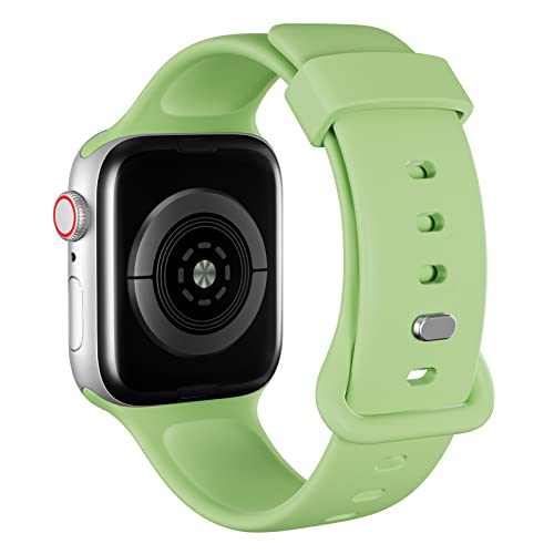 AOTUAO Sportarmband aus weichem Silikon kompatibel mit Apple Watch Armband 41mm 40mm 38mm für Damen oder Herren, Ersatzarmbänder für iWatch Series 9 8 7 6 5 4 3 2 1 SE, Matcha Green von AOTUAO