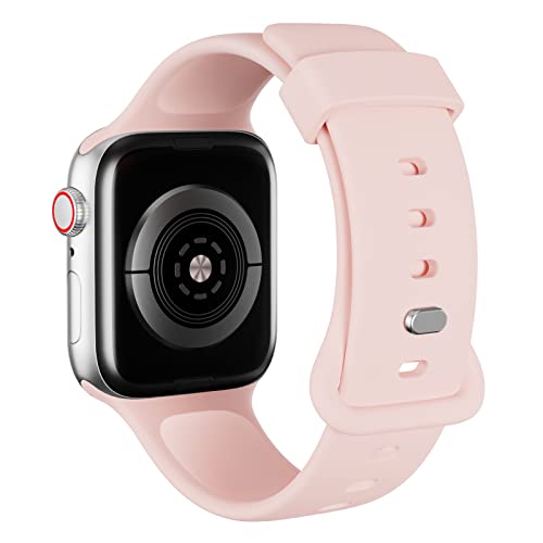 AOTUAO Sportarmband aus weichem Silikon kompatibel mit Apple Watch Armband 41mm 40mm 38mm für Damen oder Herren, Ersatzarmbänder für iWatch Series 9 8 7 6 5 4 3 2 1 SE, Pink Sand von AOTUAO