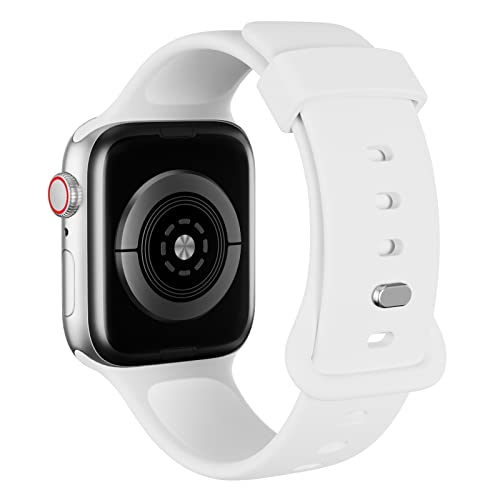 AOTUAO Sportarmband aus weichem Silikon kompatibel mit Apple Watch Armband 41mm 40mm 38mm für Damen oder Herren, Ersatzarmbänder für iWatch Series 9 8 7 6 5 4 3 2 1 SE, Weiß von AOTUAO