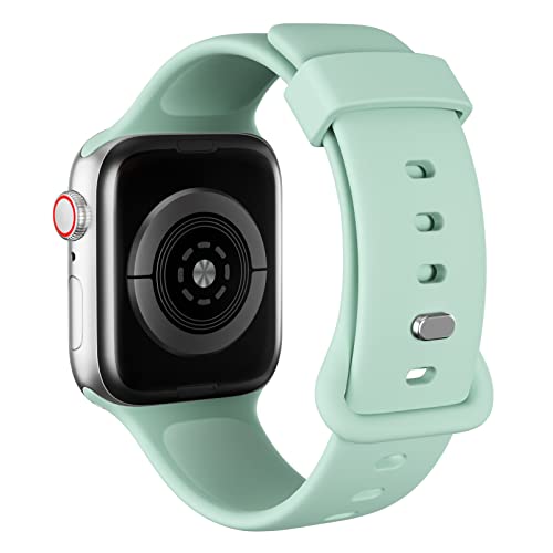 AOTUAO Sportarmband aus weichem Silikon kompatibel mit Apple Watch Armband 45mm 44mm 42mm für Damen oder Herren, Ersatzarmbänder für iWatch Series 9 8 7 6 5 4 3 2 1 SE, Cloud Grey von AOTUAO