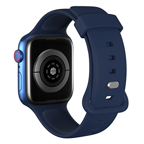 AOTUAO Sportarmband aus weichem Silikon kompatibel mit Apple Watch Armband 45mm 44mm 42mm für Damen oder Herren, Ersatzarmbänder für iWatch Series 9 8 7 6 5 4 3 2 1 SE, Dark Blue von AOTUAO