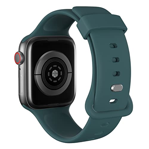 AOTUAO Sportarmband aus weichem Silikon kompatibel mit Apple Watch Armband 45mm 44mm 42mm für Damen oder Herren, Ersatzarmbänder für iWatch Series 9 8 7 6 5 4 3 2 1 SE, Dark Green von AOTUAO